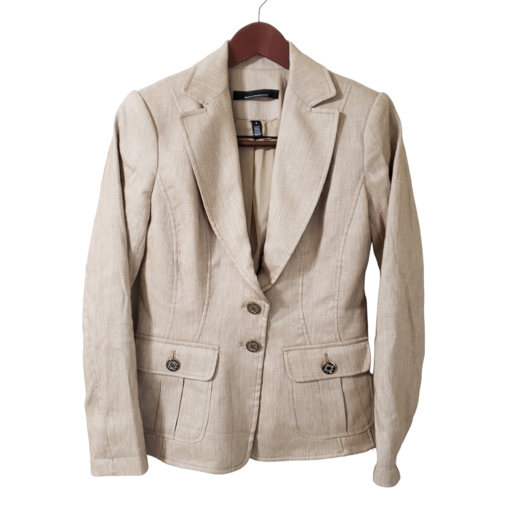 White House Black Market Linen Blend Signature Blazer Size 2